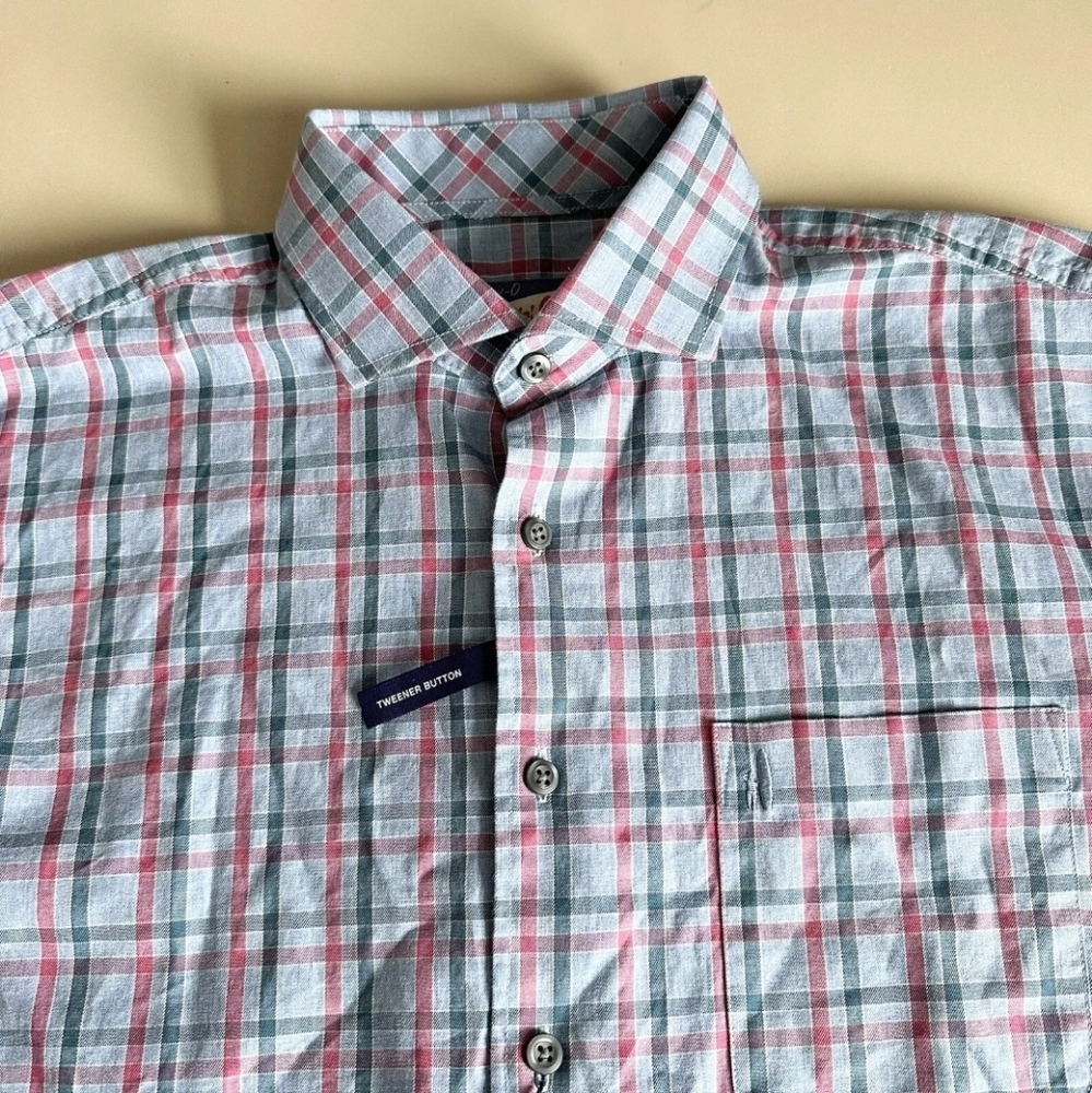 Johnnie O Bubba Hangin' Out Button Down Gulf Blue Plaid Shirt Men's Size…